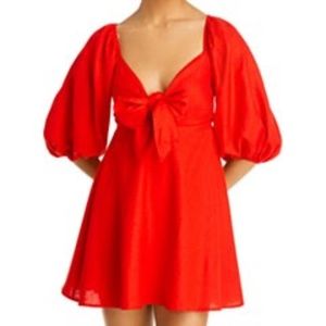 NWOT Charlie Holiday Sonny Knot Front Mini Dress XS Orange Red Open Back